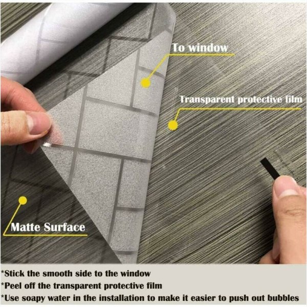 Statisk fönsterfilm, självhäftande fönsterfilm, mörkläggningsfilm, frostad fönsterfilm för integritet, kök, kontor, badrum, 60x200cm