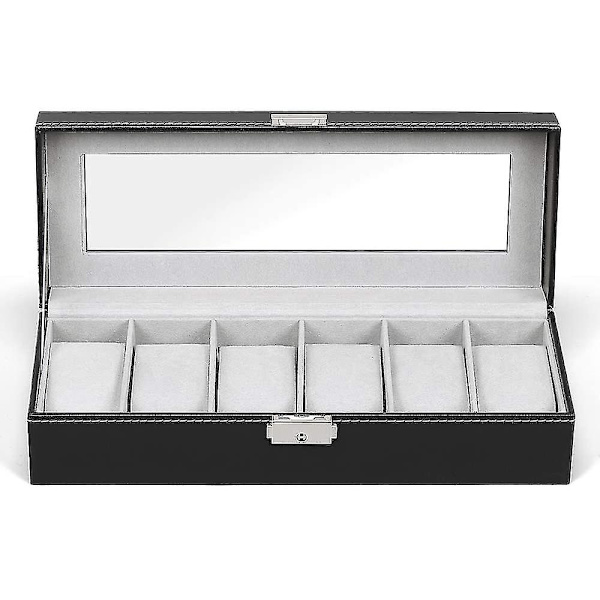 2023 - 6 slots læderurboks luksus display case organizer urholder bokse, elegant ur