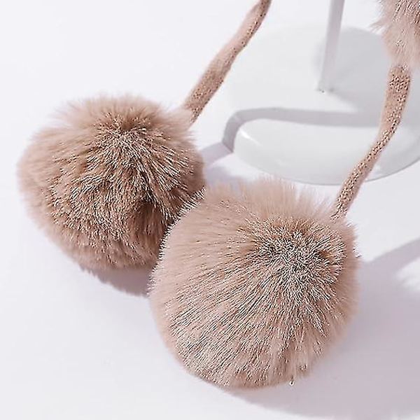 Kvinners Vinter Peruvianske Ørevarmere Ski Snølue Strikket Fleece Foret 3 Pom Poms