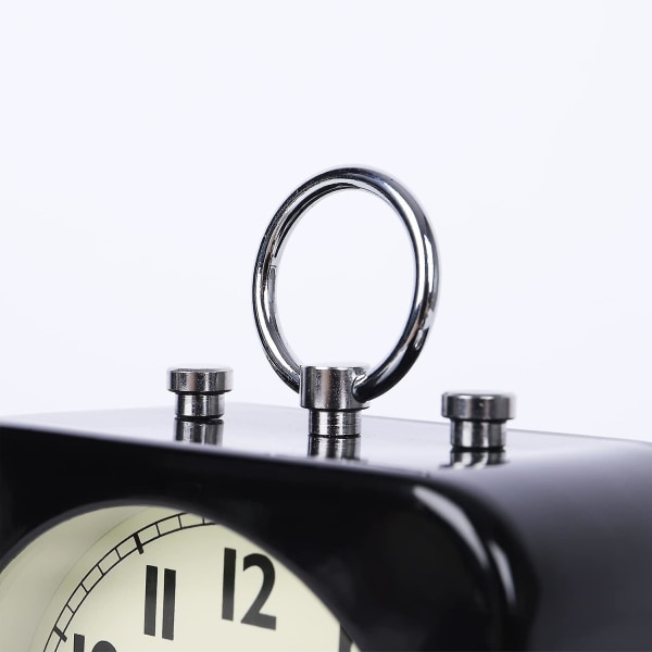 8,5 cm Analog Väckarklocka Svart Fyrkantig Tyst Liten Metall Resalarmklockor för Barn Sovrum Sängbord Vardagsrum Kontor