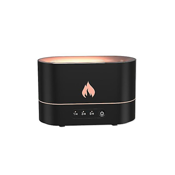 Usb-simulerad flam-nattlampa med 250 ml vattentank luftfuktare (svart)