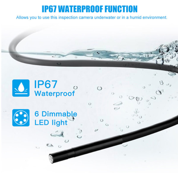0,2 tum 5MP IP67 6 LED WiFi-endoskop Boreskop inspektionskamera för iOS/Android-smartphones (10m/32,8ft?? kabel)