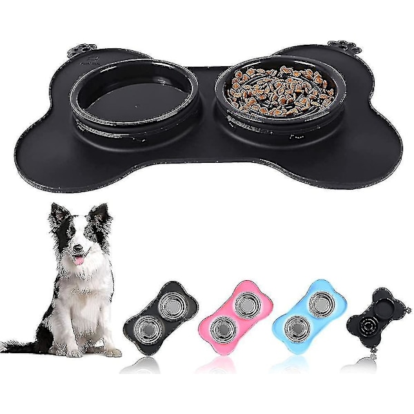 Pet Dog Bowls Set. 2 Stainless Steel No Spill Water Bowls For Dog. Water Feeder