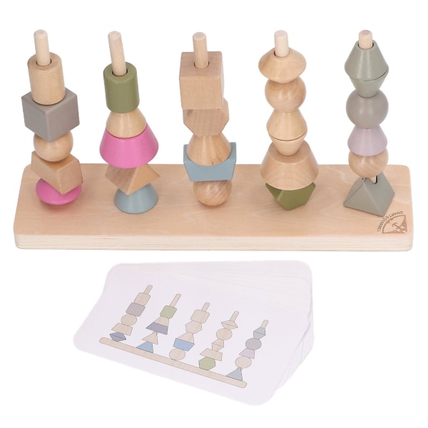 Stapel matchande set pedagogiskt trä med 10 kort geometrisk form Block stapling leksak för barn