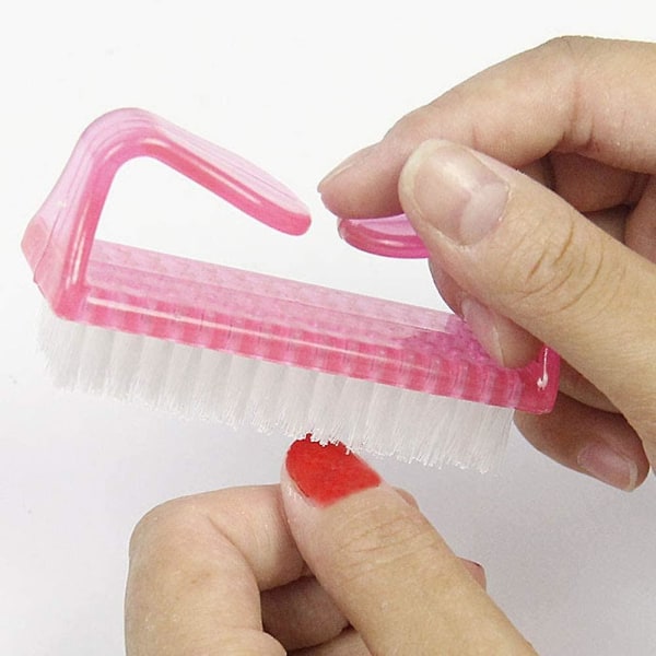 Håndtag til negleskrubbe-rengøringsbørste Fingernegleplastic Rene håndvaskebørster til tæer og negle (4 stk, blå+grøn+pink+lilla)