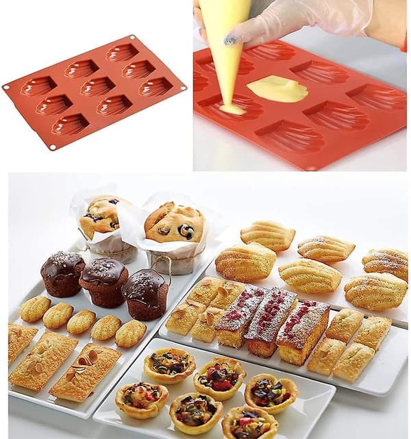 Hul Silikon Madeleine-forme til kage, gelé, budding, mousse, bagværk, gør-det-selv, BPA