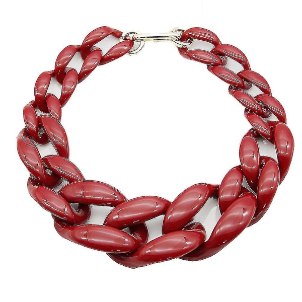 Vintage Resin Lackingone Akryl Krave Chunky Choker Statement Bib Kæde Halskæde Vedhæng（Mørkerød）