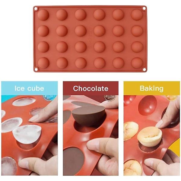 Mini 24-håls halv sfär silikonform, 3-pack bakform för att göra