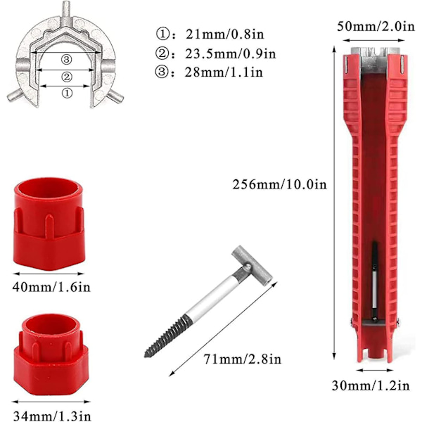 Multifunksjonell vannrørnøkkel Vask installasjonsverktøy Nøkkelklemme Kran Vasknøkkel 8 i 1 Multi