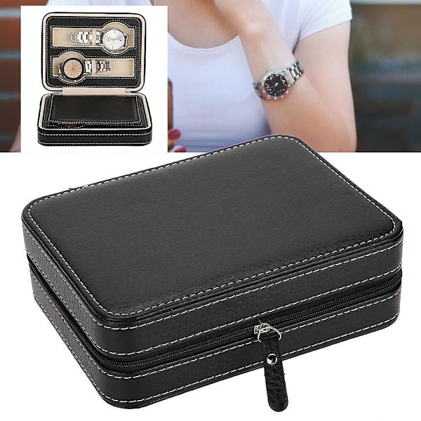 4Grids Bærbar Rejse Ur Display Opbevaringsboks Lynlås Samler Etui Organizer