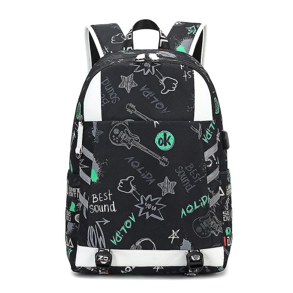 Waterproof Printing High School Backpack（30l，Black）