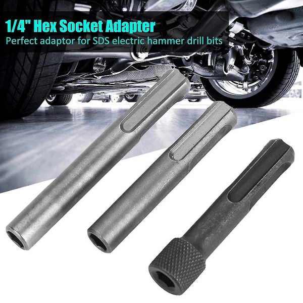 3 stk 1/4\" sekskant skaft skrutrekkerbit holder adapter sokkel konverter adapter Sds hammer drill bit sokkel adapter