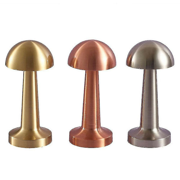 Oppladbar LED-bordlampe Berøringssensor Skrivebordslampe Soverom Restaurant Bar Innredning（Sopp，Sliver）