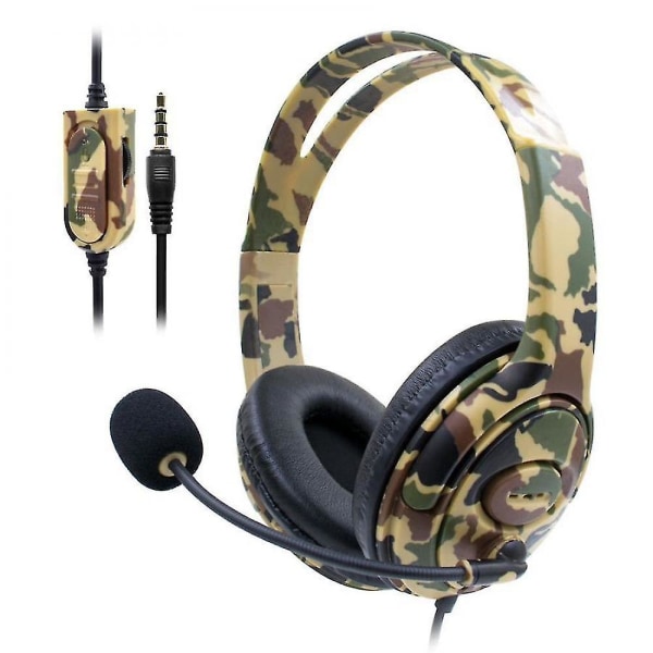 Ps4 Camouflage Bilateral Large Headset Headset Wired Game Headset gul-grøn