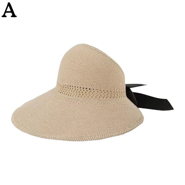 Sommer Visors Cap Foldable Bred Brede Solhatt Strandhatter Kvinner Halmhatt（hvit）