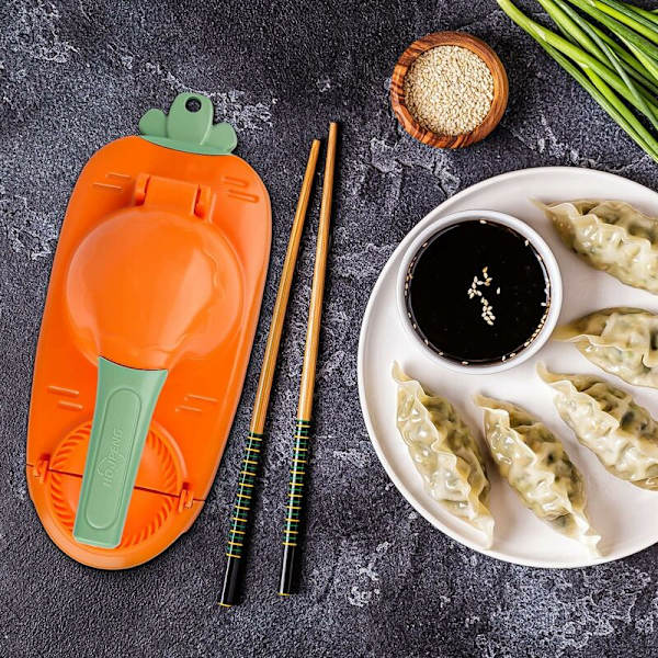Dumpling Skin Artifact DIY Dumpling Maker - 【Ny version】 2-i-1 Multifunktionell Dumpling Maskin, Dumpling Making, Manuell Pressform Set (Orange)