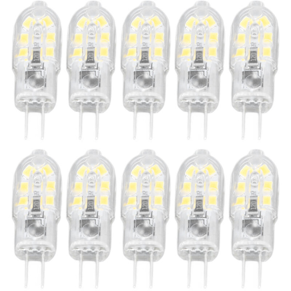 10 st G4 LED-lampa Ljusstyrka Dimbar Hög Färgåtergivning Transparent Skal Lampor för Landskapsbelysning DC 12V (Varmvitt)