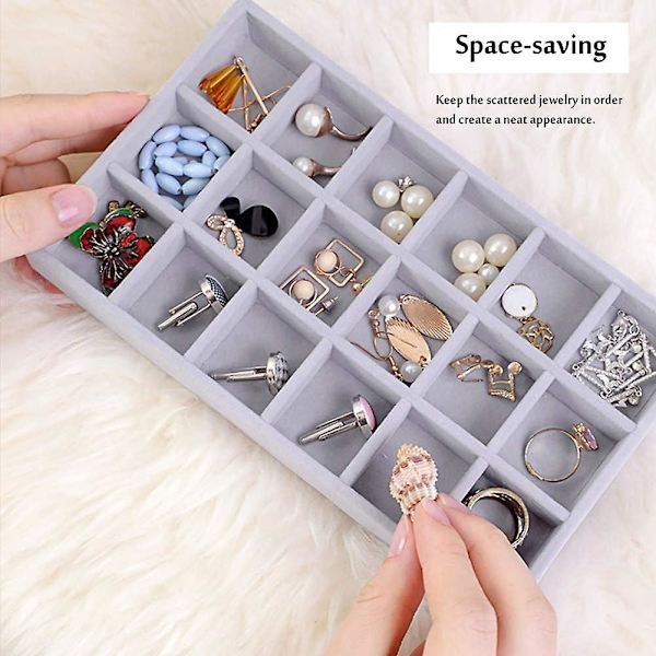 Smykkebakkearrangør, Smykkeskuffearrangør, Fløjlsæske til øreringe, armbånd, armbånd, halskæder og ringarrangører, Smykkeæske, Ørering H