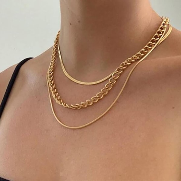 Mote Lagdelt Slangekjede Choker Halskjeder Gull Tykk Klumpet Heksagon Sirkel Halskjede Smykker Justerbar