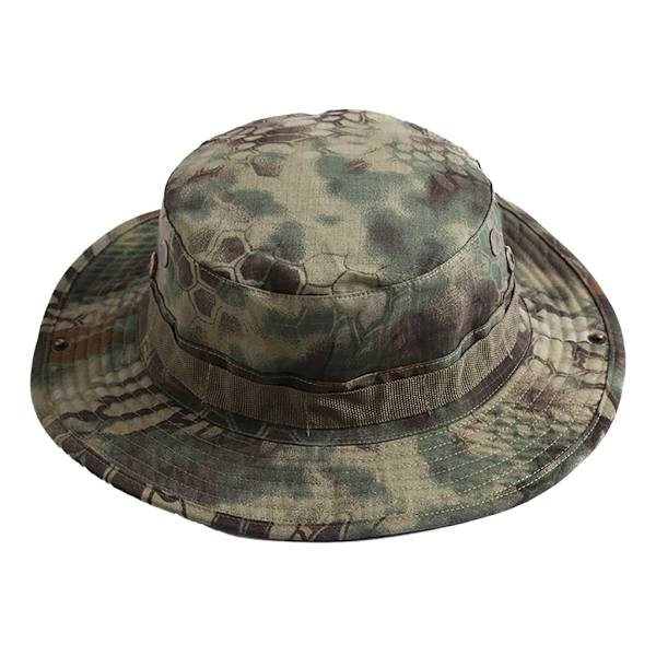 Solhatt, floppy hatt, fiskarhatt, kamouflage fiskarhatt, buskehatt med hakrem, huvudomkrets 56-58cm, färgglad #8