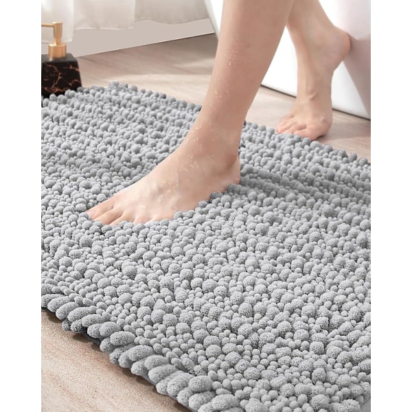Badrumsmatta 50 x 80 cm, halkfri badrumsmatta, absorberande mjuk chenille badrumsmatta, maskintvättbar, bekväm golvmatta