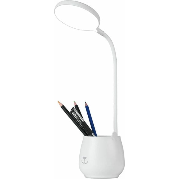Skrivbordslampa, dimbar LED-bordslampa Nattlampa för barn med pekknapp och pennhållare 24 LED USB -uppladdningsbar sänglampa för läsinlärning