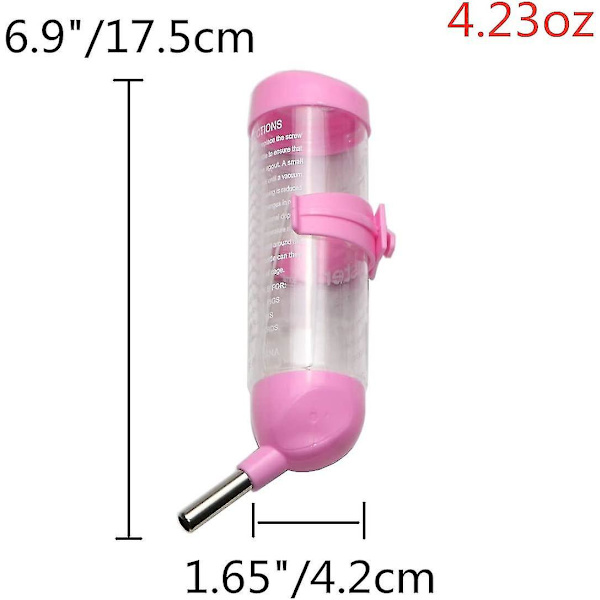 Ppiao 3 i 1 Hamster Hängande Vattenflaska Husdjur Automatisk Dispenser Med Bas För Dvärghamster Mus Råtta Igelkott 125ML Rosa