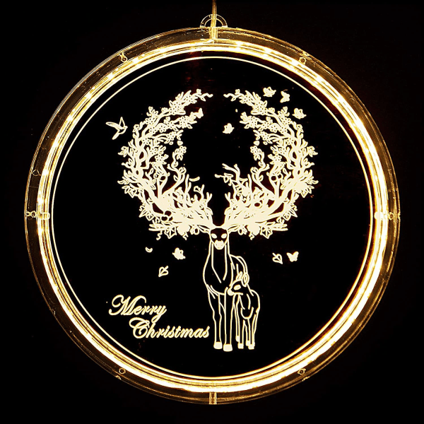 Led julbelysning hängande ljuskrona Lnerterior 3d akrylskiva hängande ljus Ins dekoration av huset sovrumsgardiner (wapiti)