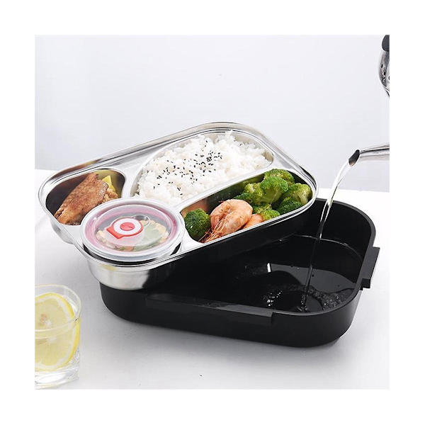 Rustfrit stål madkasse til børn - Madopbevaring - Isoleret madkasse - Morgenmad Bento-kasse (sort)