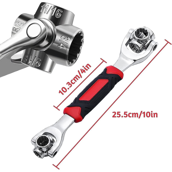 Universal Socket Wrench, 48 i 1 verktøynøkkel med 360 roterende hode og 7-19 mm universal multifunksjon