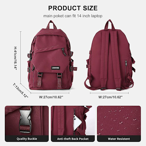 Lätt skolväska Casual Daypack College Laptop Backpack för män