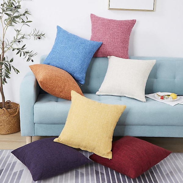 Dekorativa kuddfodral i set om 2, linnetexturerade kuddfodral för soffa, fåtölj, vardagsrum, 16x16 tum, mörk kaffe
