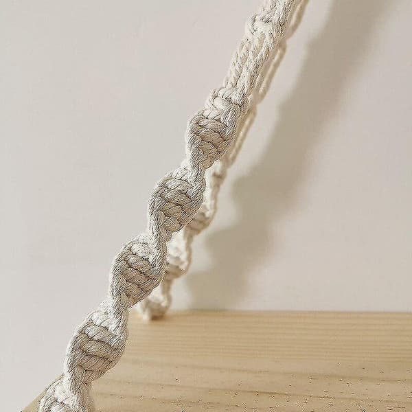 Vævet Macrame Vægophæng Hylde i Træ Håndlavet
