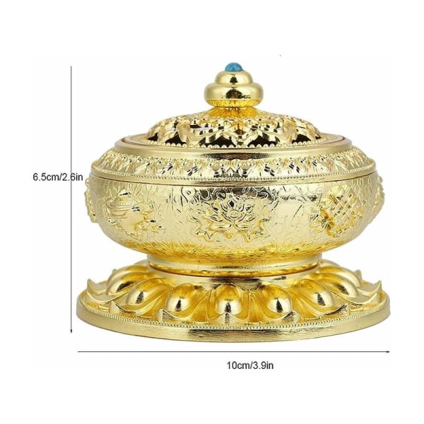 Rökelsebrännare???? med tibetanskt lotusmönster, aluminiumlegering - utsmyckat utformat brännarhölje (guld)
