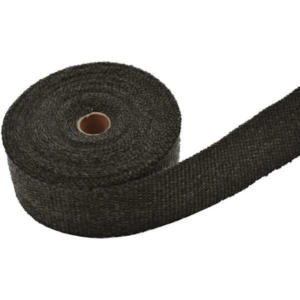 1,5 mm x 50 mm x 5 m värmeisoleringstejp med 4 rostfria band för motorcykelavgasgrenrör (svart)