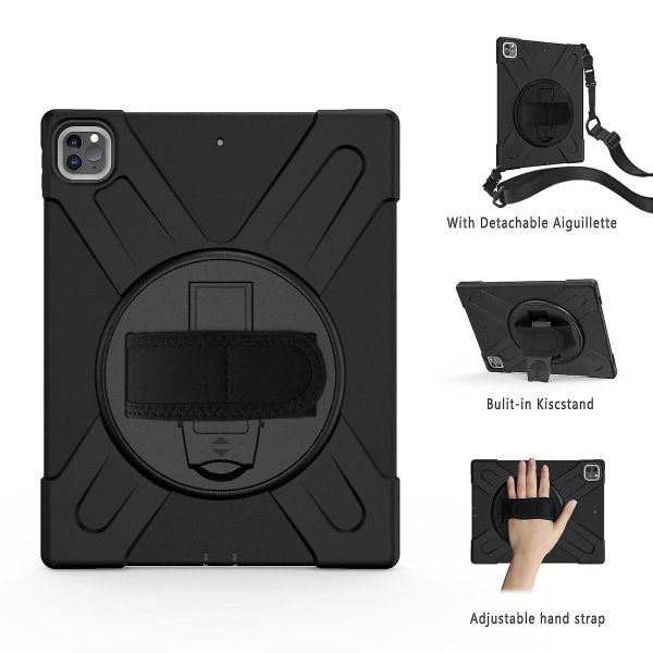 Avtagbart case för Ipad Pro 12,9 tum med handrem, justerbart stativ, kameraskydd