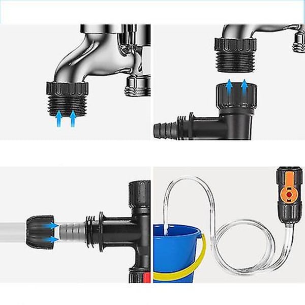 Automatisk akvarievandskifter-sæt hane-adapter vandskifte pumpe rengøringsværktøj fisketankrenser