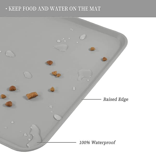 Silikone hund og kat skål måtte, non-stick mad måtte, vand måtte, vandtæt, multi-farve（grå）