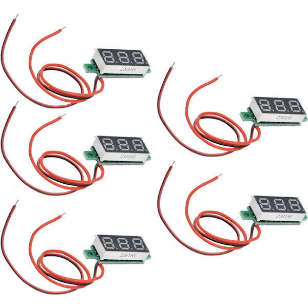 5 st Mini Digital DC Voltmeter Spänning Meter Tester Detektor Justerbar 2 Tråd 0,28 Tum (Blå 3,2-30V)