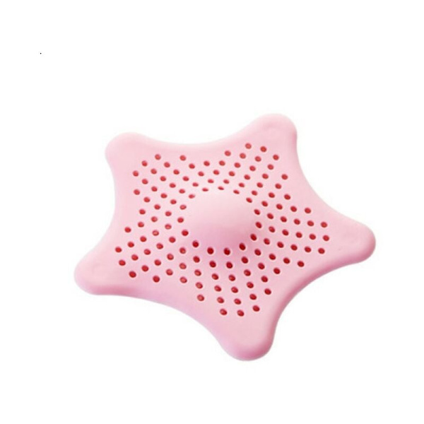 Silikonsil för diskho, duschfilter för hår, sjöstjärna badkar & duschavloppsfilter (rosa, 3-pack)