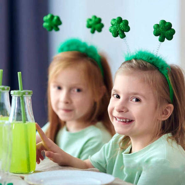 6 stk. St. Patricks Day Shamrock Clover Hovedbånd Sæt, Søde Grønne Top Hat Hoved Boppers Irske Bowknot Hårbøjle Dekoration