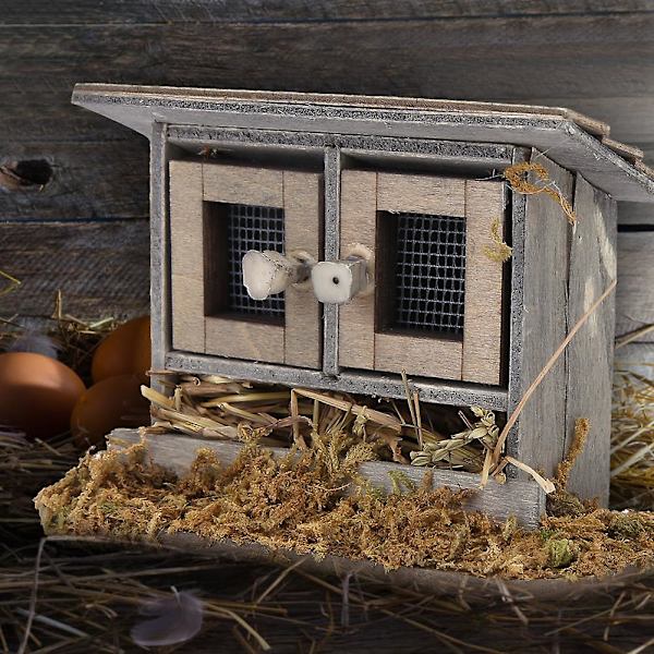 Miniatyr hønsehus i hagen for 1/12 dukkehustilbehør