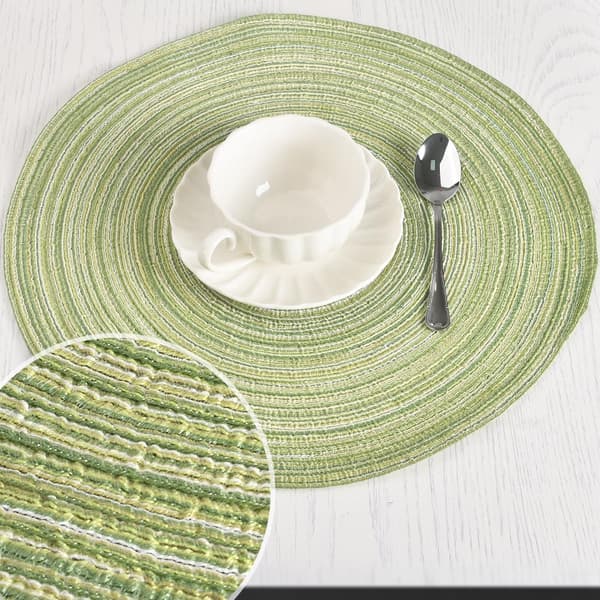 Chartreuse Vævet Rund Dækkeserviet Sæt: 4-pak, 15-tommer Diameter, Vaskbar