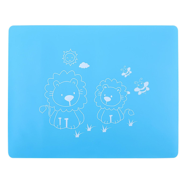 1pc Children Dinning Mat Silicone Placemat Cartoon Table Mat Heat Insulated Pad（40x30cm，Blue）