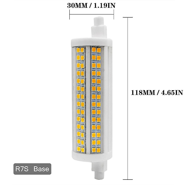LED R7S 118 20W 2500lm for J118 500W metallhalogenlampe gjennomsiktig deksel 120V dimming (varm hvit 30