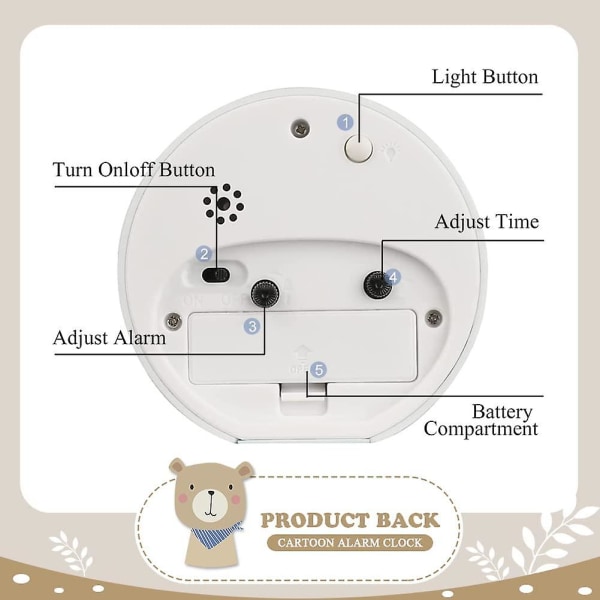 Barnklocka utan tickande, liten analog väckarklocka för barn sängbord batteridriven, högt reseväckarklocka skrivbordsklocka med dubbel B