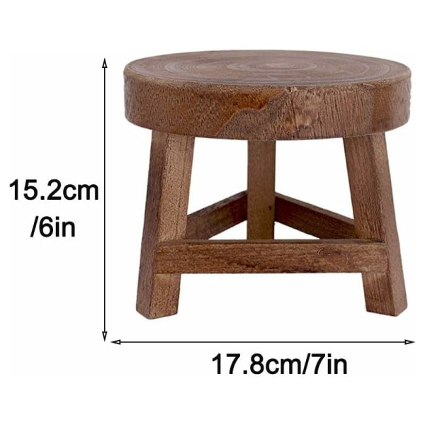 7 tum mini pall i trä, displayställ, blomkrukepiedestal, minipall för suckulenter eller bonsai för inomhus- och utomhusbruk