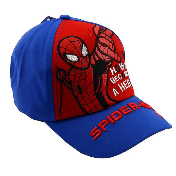 Guoguo Kid Børn Dreng Spiderman Baseball Cap Justerbar Snapback Hat (Blå)