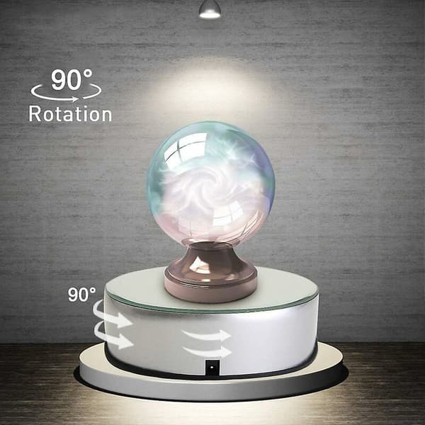 Konststaty Svängbar Stativ 3D LED Display Stativ Graverad Etchad Kristallbas-Silver 10x3.5cm, 1 st