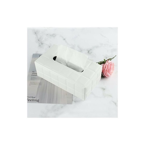 PU-läder servettbehållare, servettdispenser, 25 x 14 x 9,5 cm (vit)